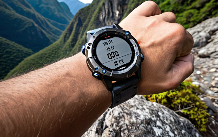 **

*   **Prompt:** Rugged Garmin Fenix smartwatch on a rocky mountain trail, demonstrating durability. Close-up. Focus on the Sapphire glass and titanium build. A Thai hiker in the background admiring the view.

**